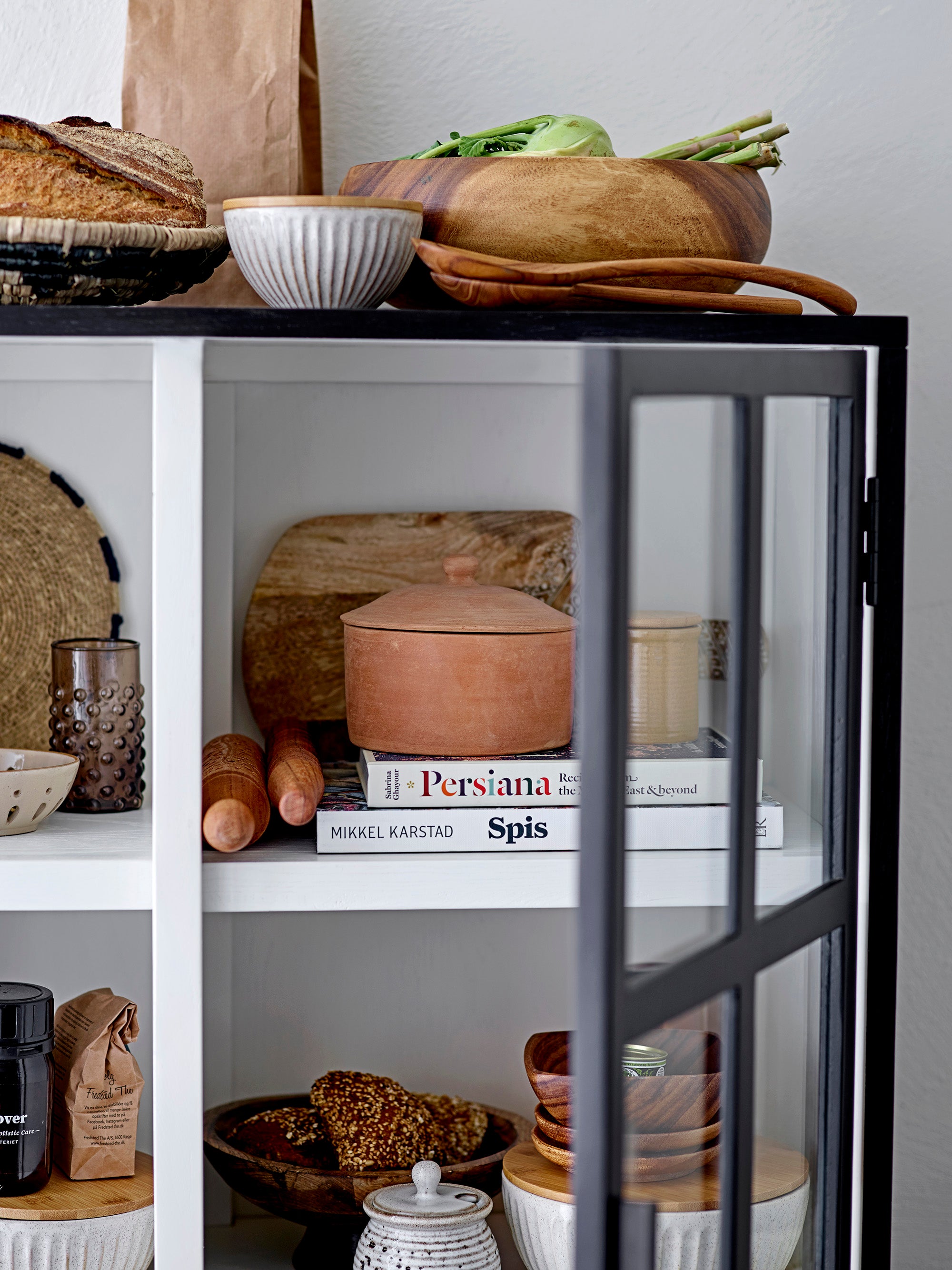 Bloomingville Opal Cabinet in Black Oak with 2 Doors 4 Shelves