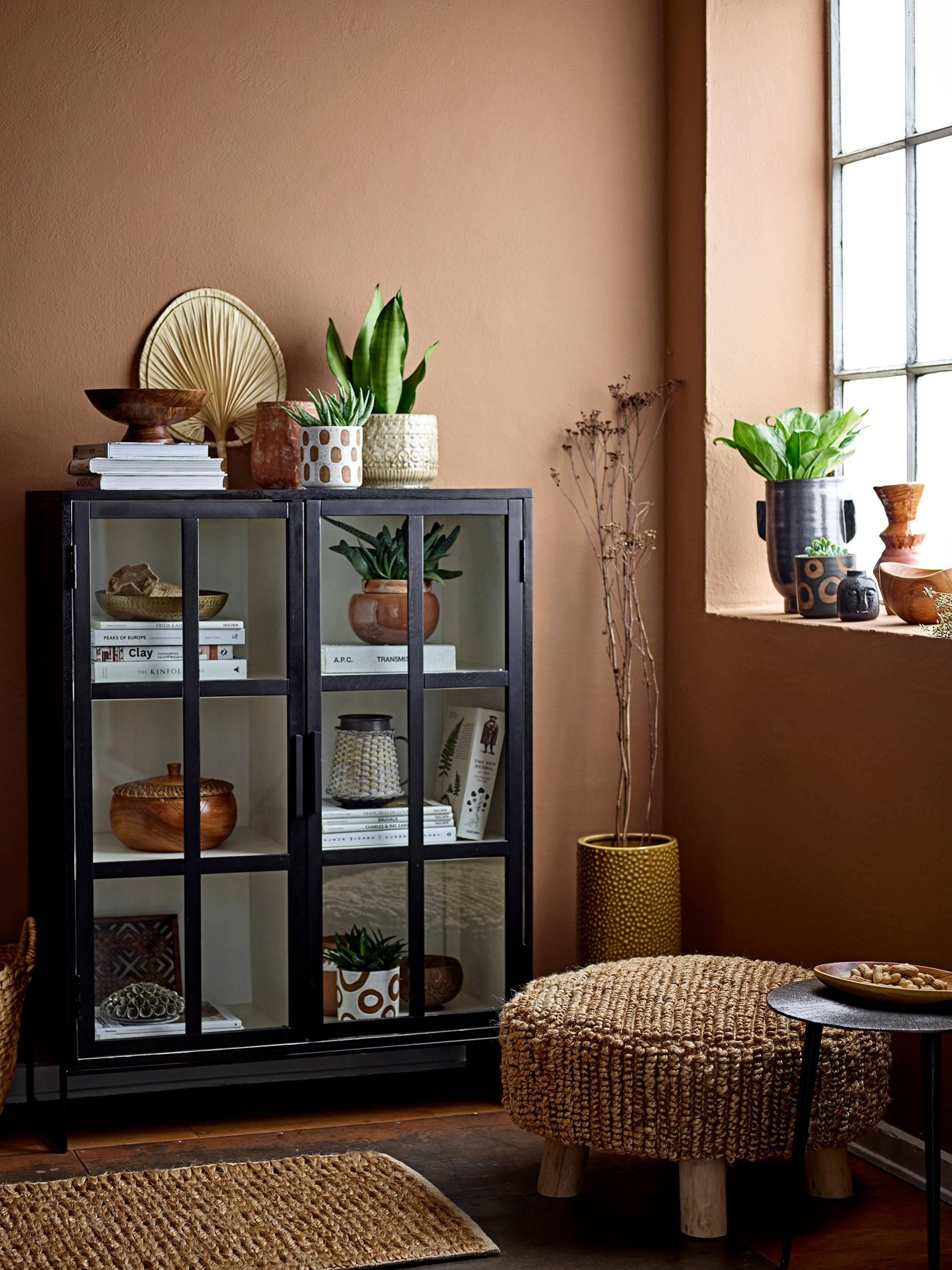 Bloomingville Opal Cabinet in Black Oak with 2 Doors 4 Shelves