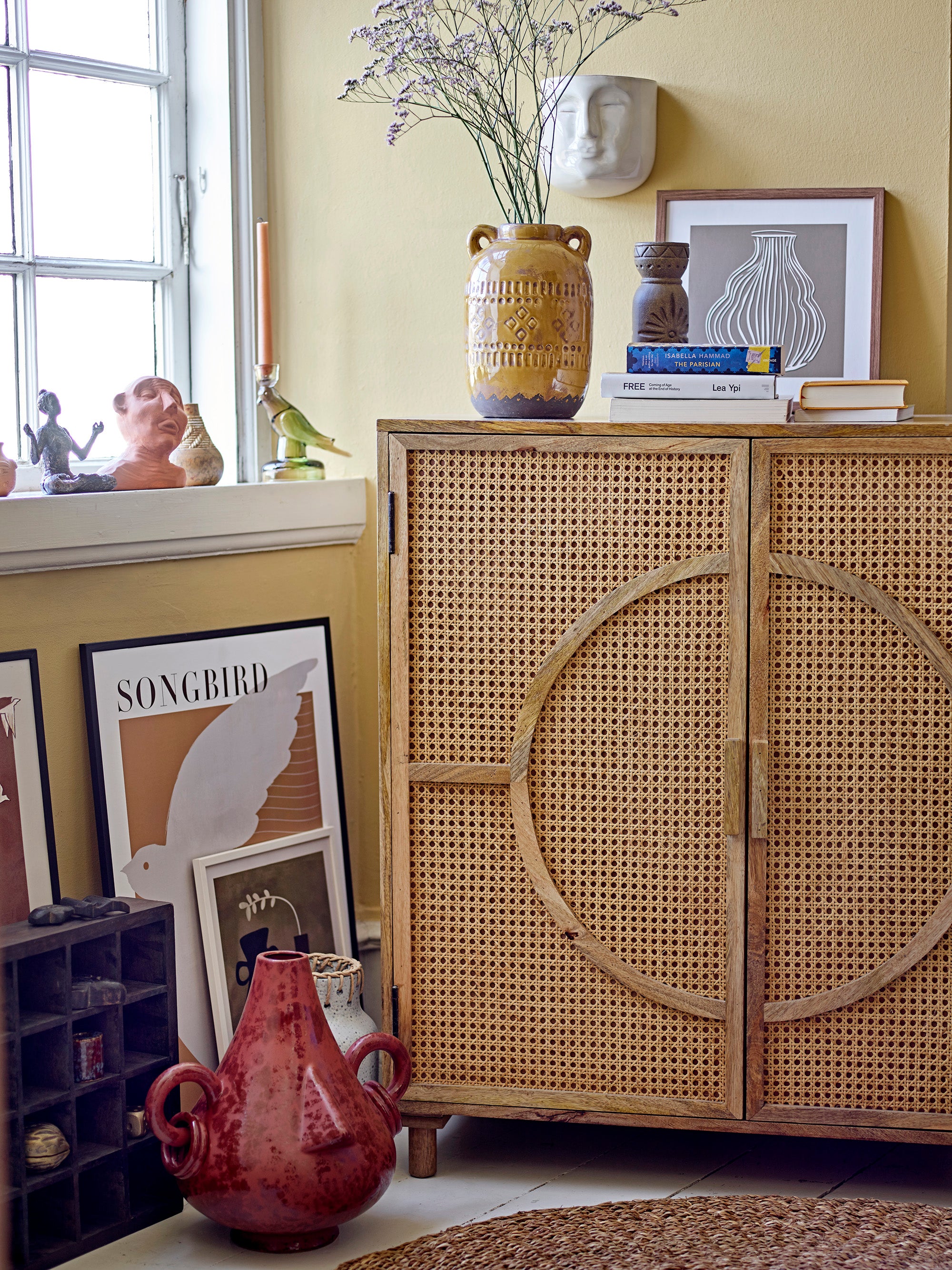 Bloomingville Pablo Cabinet in Natural Mango Wood, 2 Doors and 3 Shelves