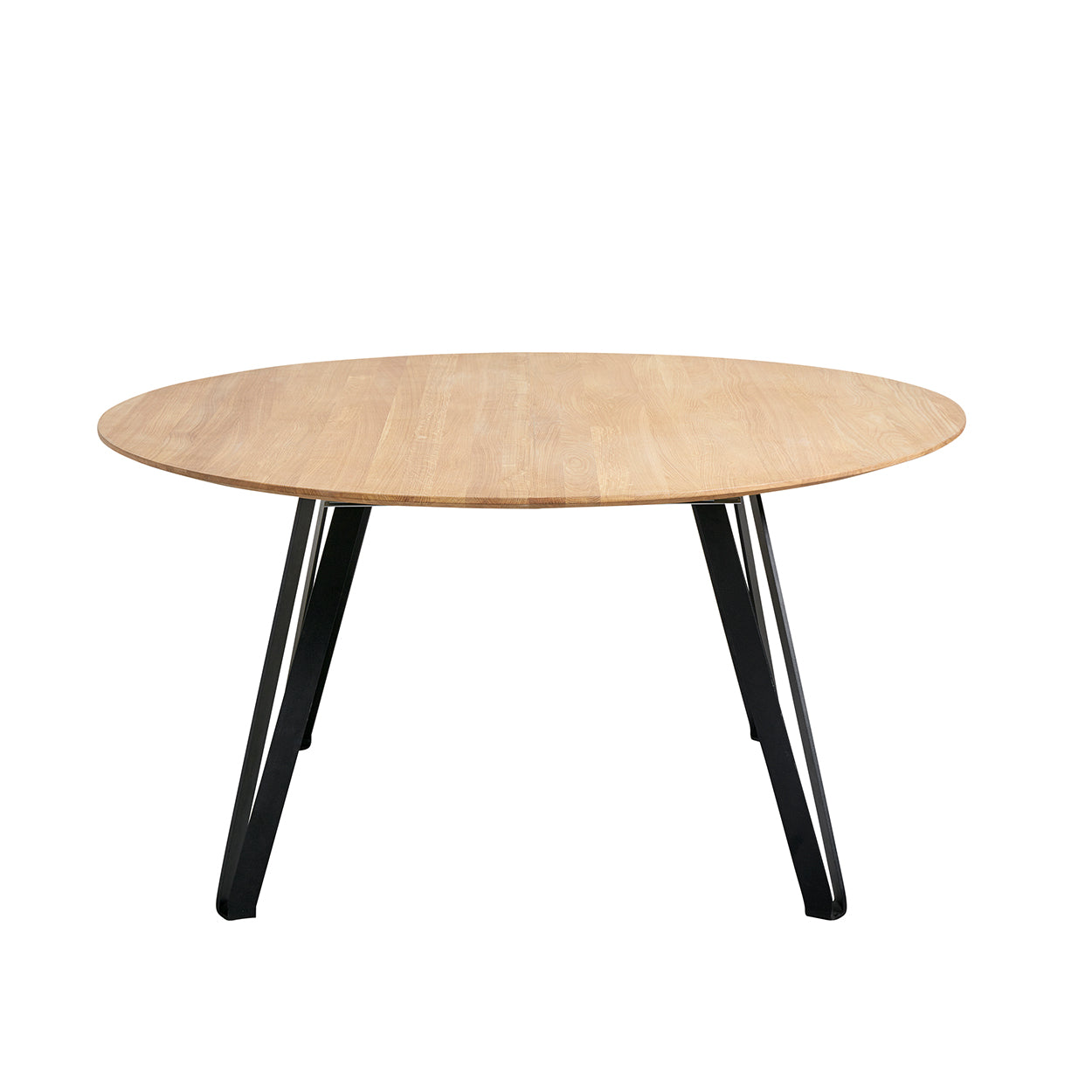 Muubs Round Dining Table in Natural Oil Oak with Black Coated Metal Legs