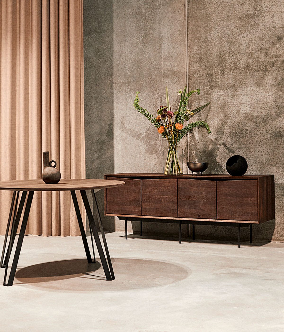 Muubs Wing Sideboard in Smoked Solid Oak with 4 Doors