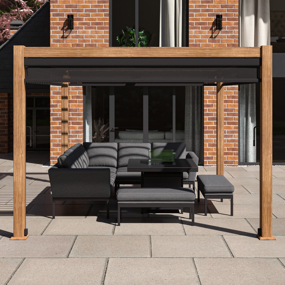 Como Pergola Aluminium Rectangular 3x4 with 4 Drop Sides