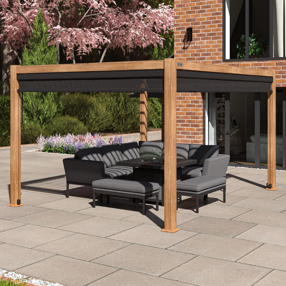 Como Pergola Aluminium Rectangular 3x4 with 4 Drop Sides