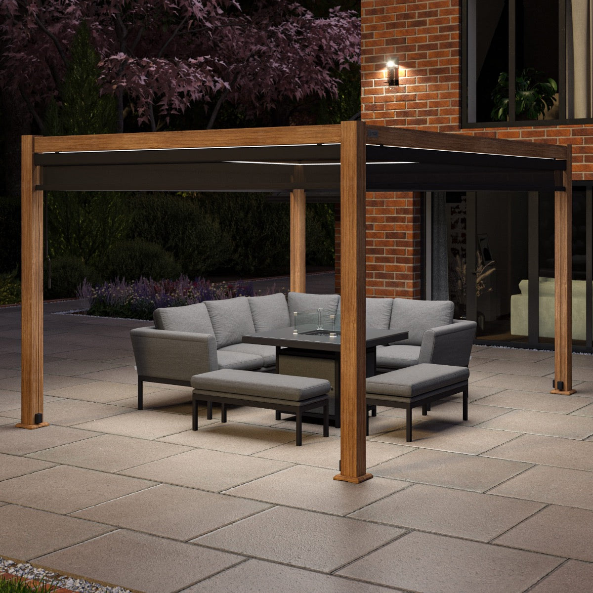 Como Pergola Aluminium Rectangular 3x4 with 4 Drop Sides