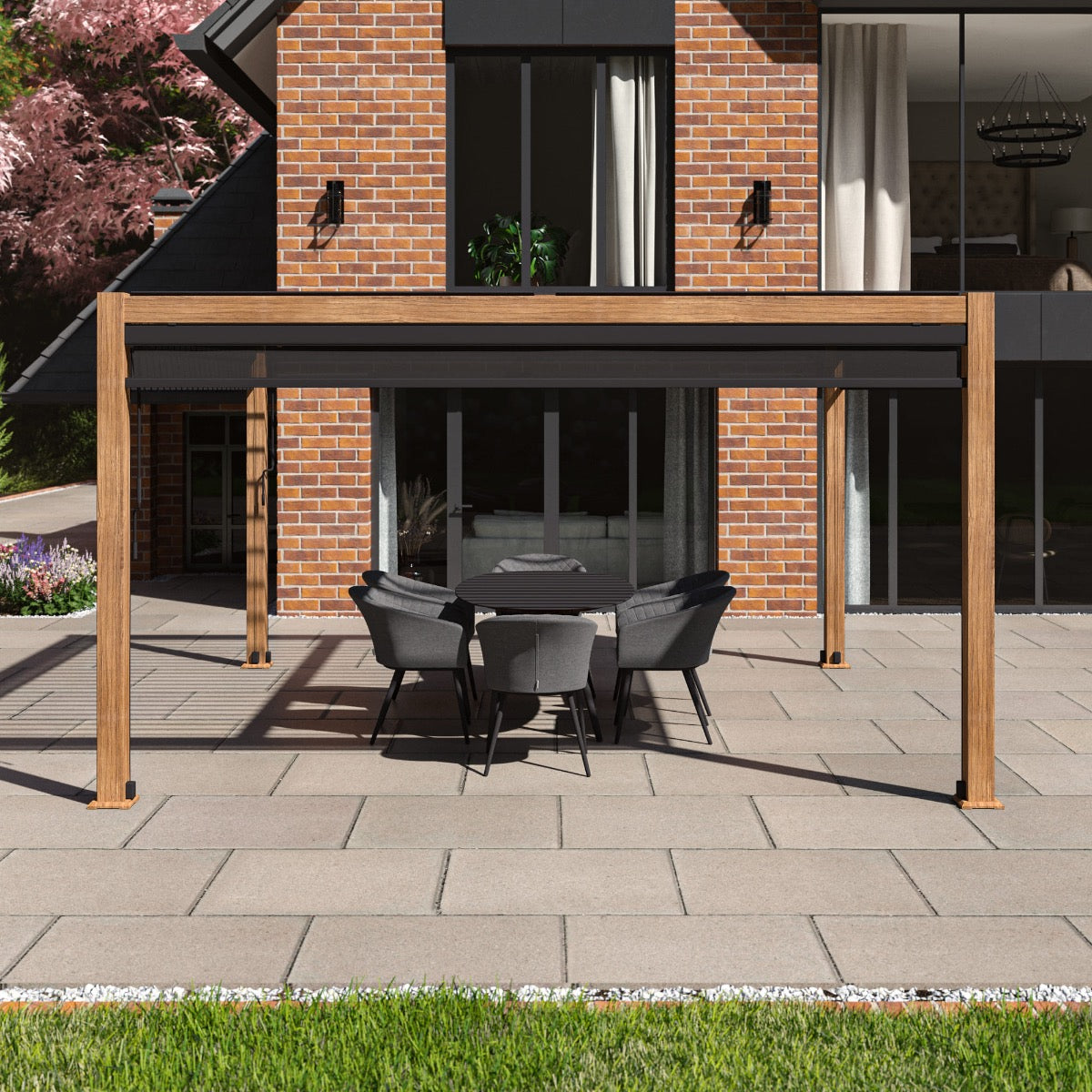 Como Pergola Aluminium Square 4x4 with 4 Drop Sides