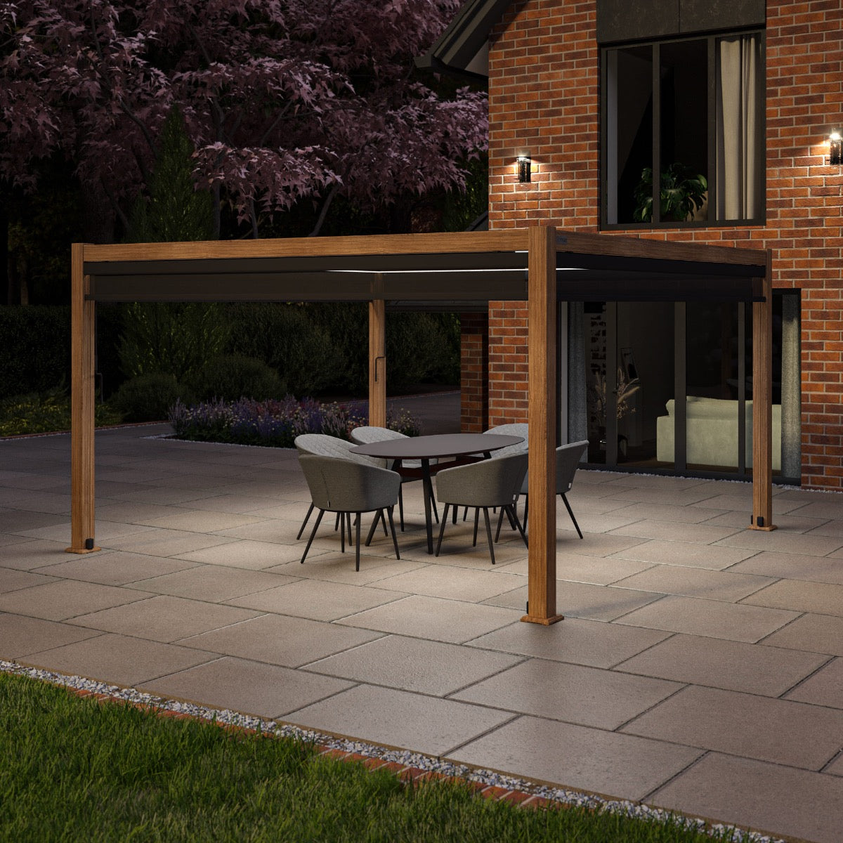 Como Pergola Aluminium Square 4x4 with 4 Drop Sides