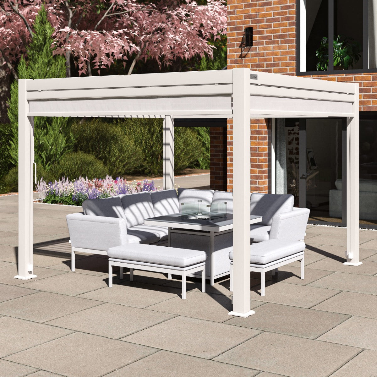 Como Pergola Aluminium Square 3x3 with 4 Drop Sides