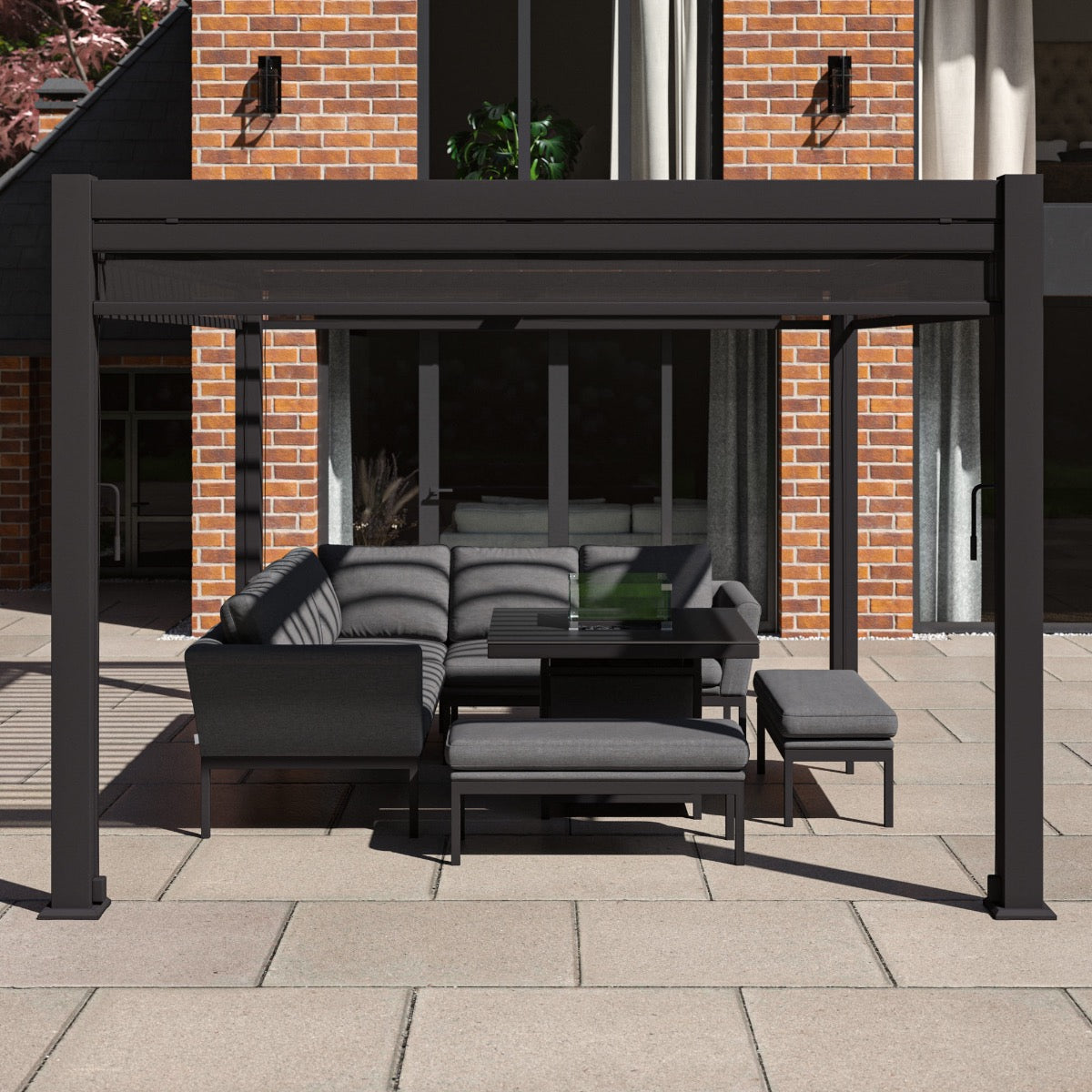 Como Pergola Aluminium Rectangular 3x4 with 4 Drop Sides