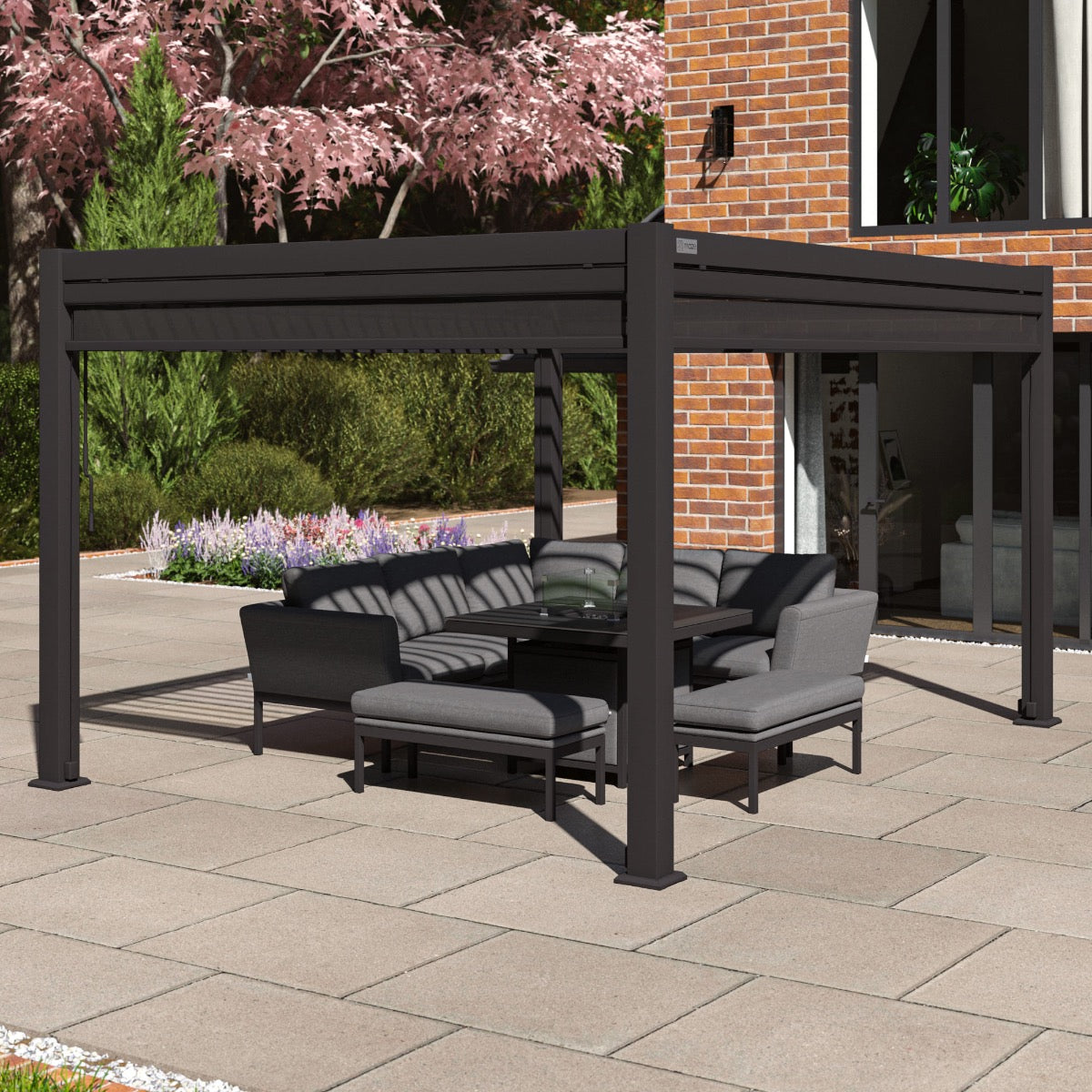 Como Pergola Aluminium Rectangular 3x4 with 4 Drop Sides