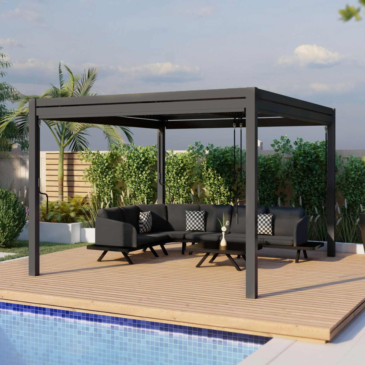 Como Pergola Aluminium Rectangular 3x4 with 4 Drop Sides