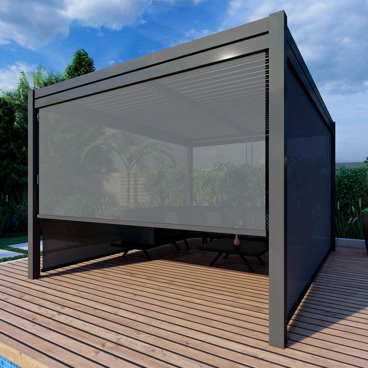 Como Pergola Aluminium Rectangular 3x4 with 4 Drop Sides