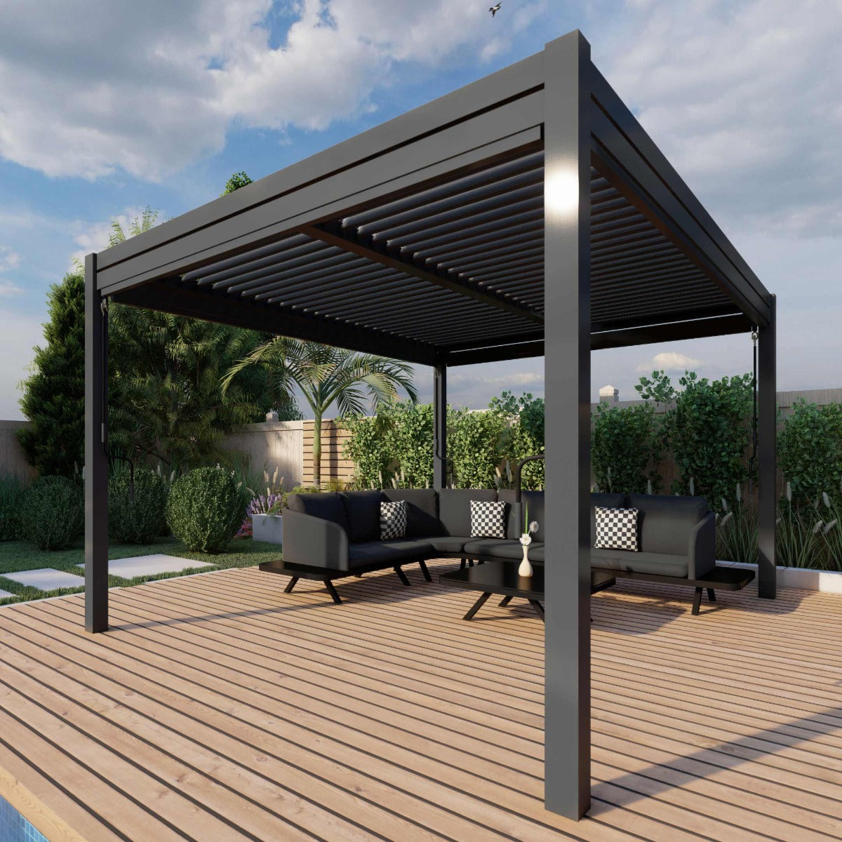 Como Pergola Aluminium Rectangular 3x4 with 4 Drop Sides