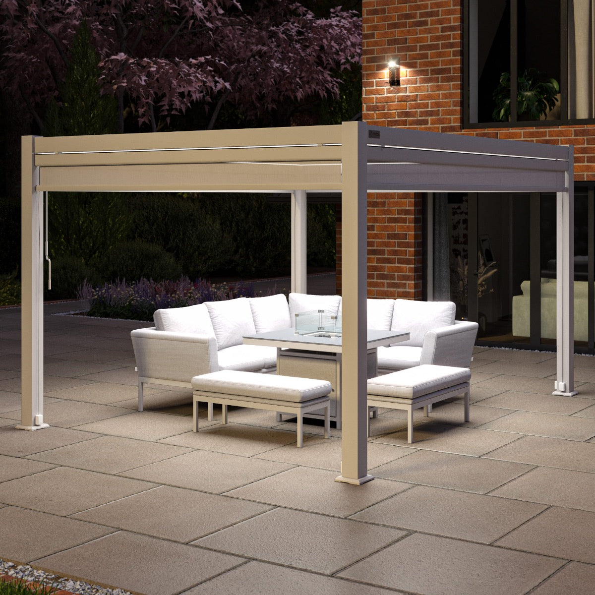 Como Pergola Aluminium Rectangular 3x4 with 4 Drop Sides