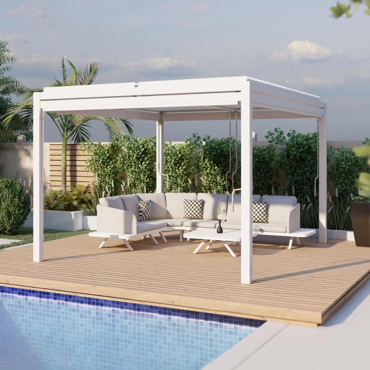 Como Pergola Aluminium Rectangular 3x4 with 4 Drop Sides