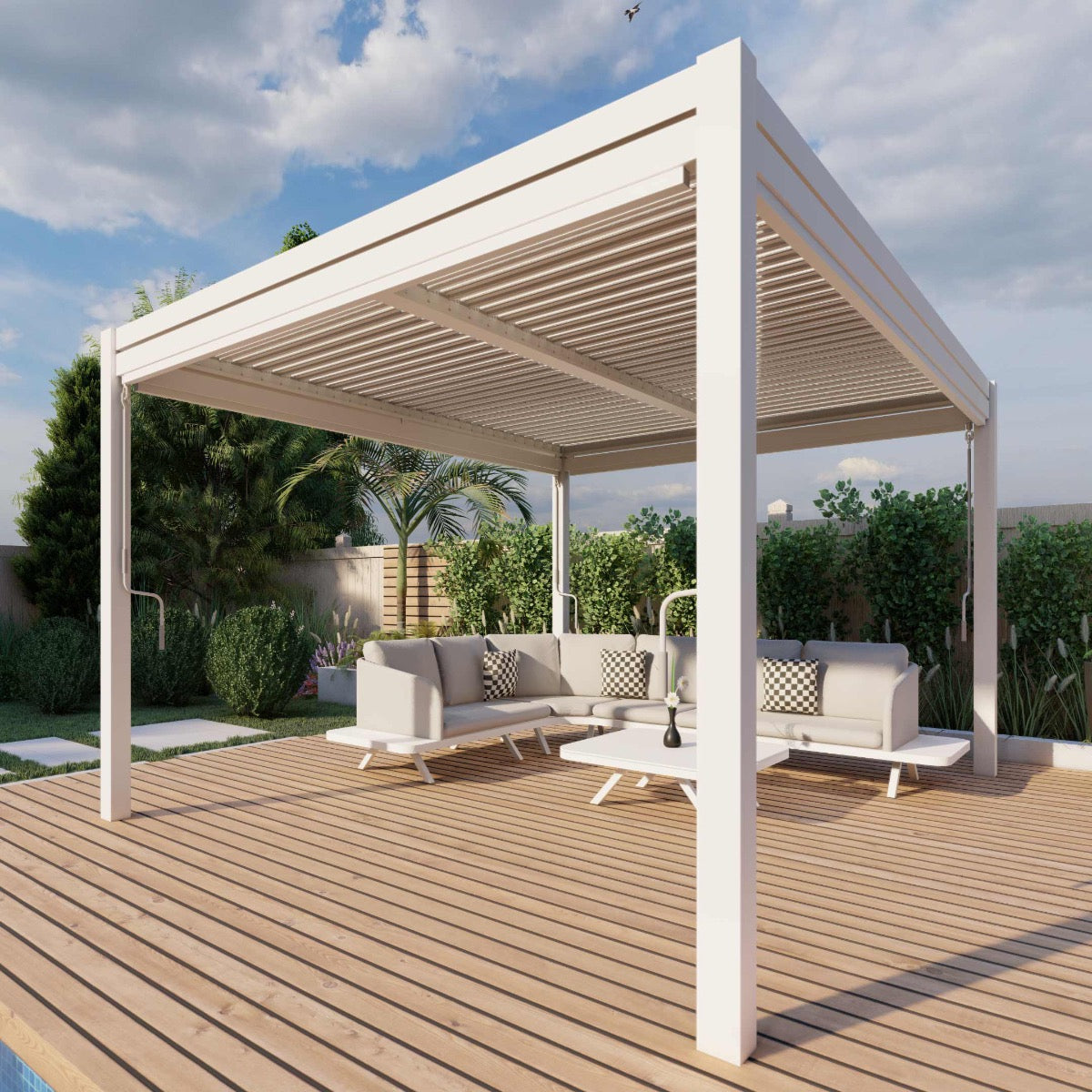 Como Pergola Aluminium Rectangular 3x4 with 4 Drop Sides