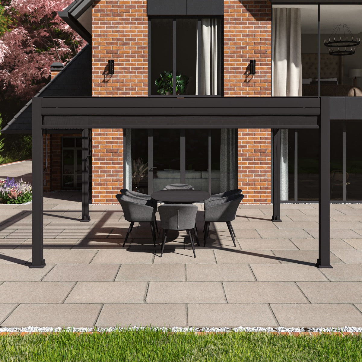 Como Pergola Aluminium Square 4x4 with 4 Drop Sides