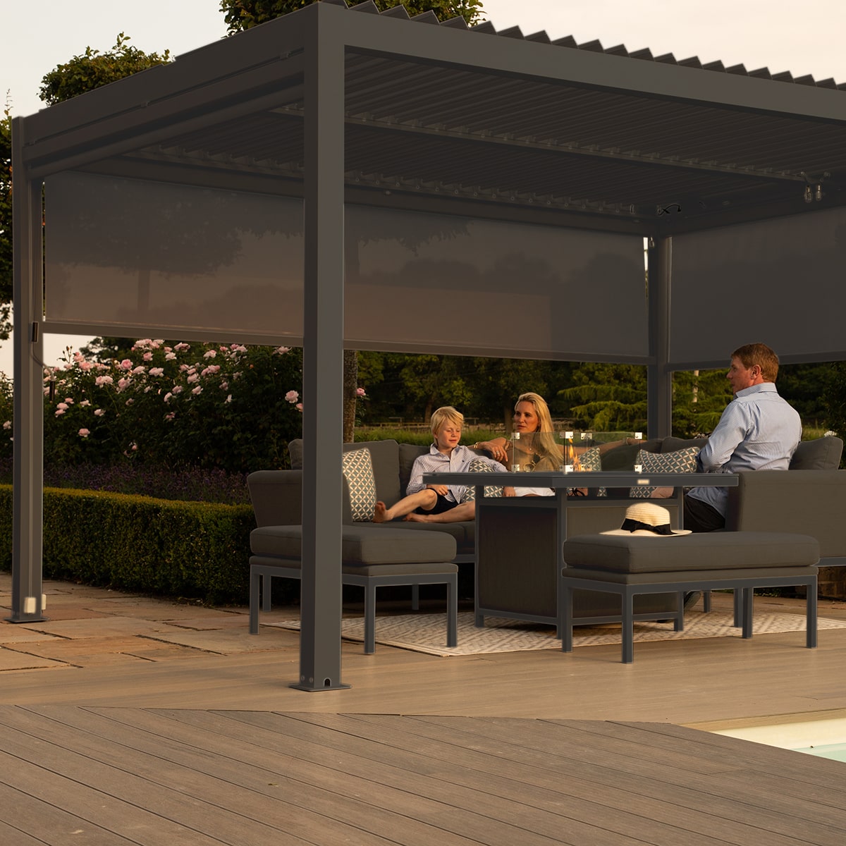 Como Pergola Aluminium Square 4x4 with 4 Drop Sides