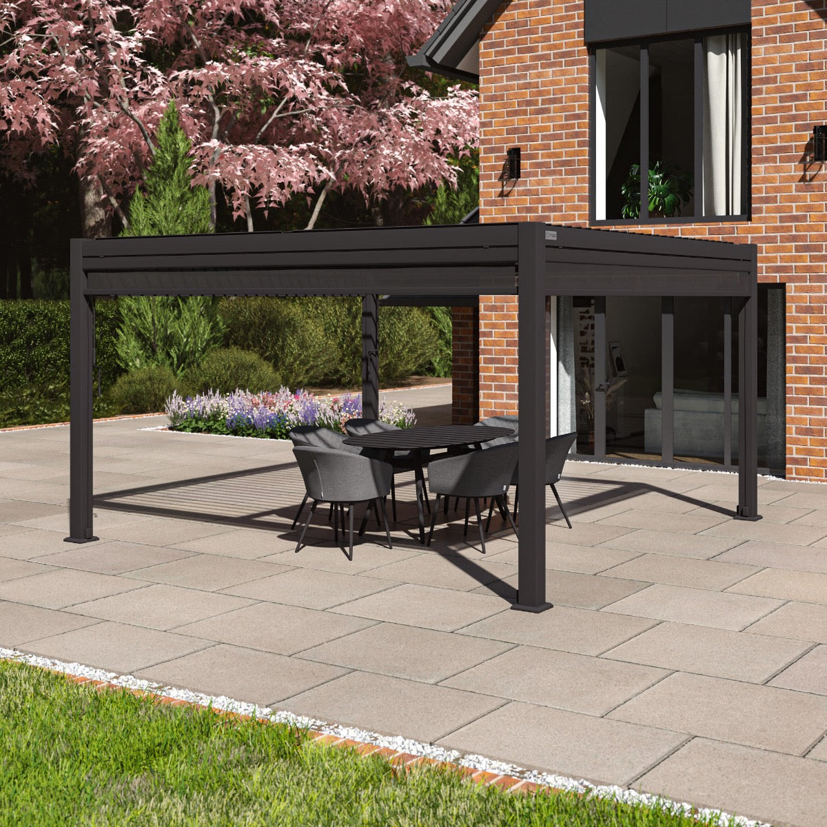 Como Pergola Aluminium Square 4x4 with 4 Drop Sides