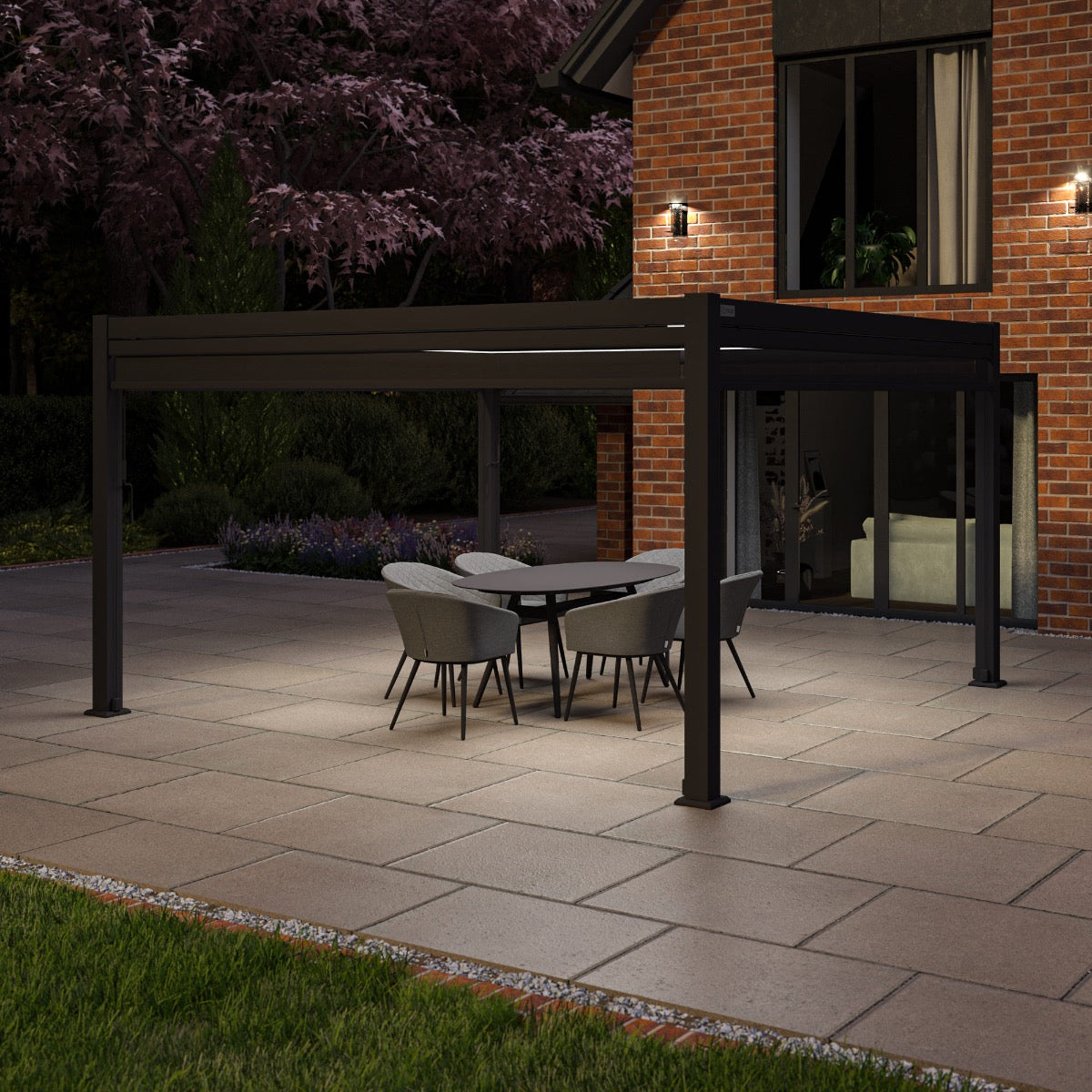 Como Pergola Aluminium Square 4x4 with 4 Drop Sides