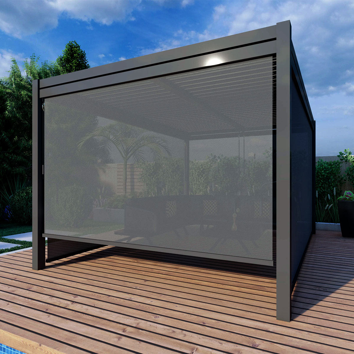 Como Pergola Aluminium Square 4x4 with 4 Drop Sides