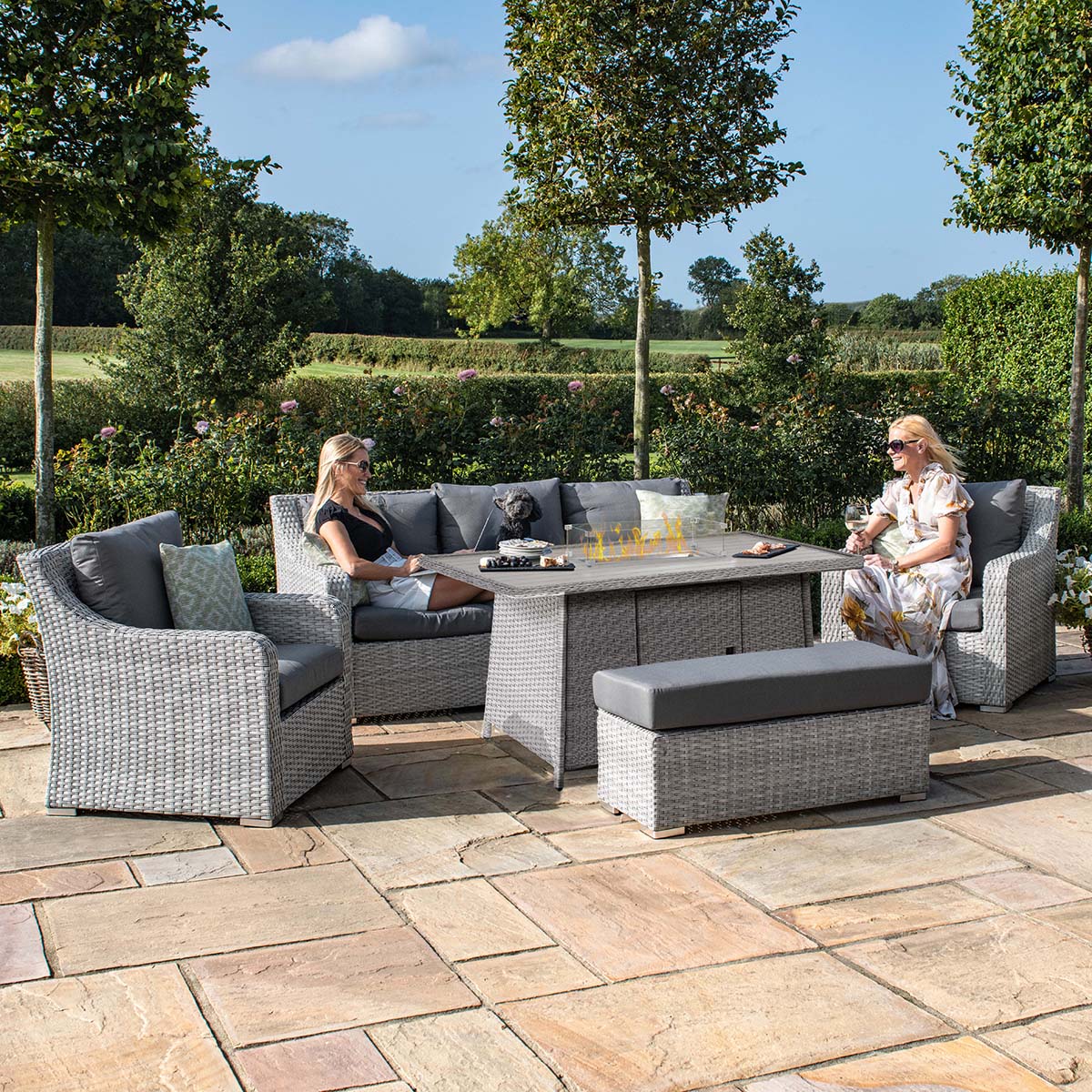 Ascot 3 Seat Sofa Dining Set with Fire Pit