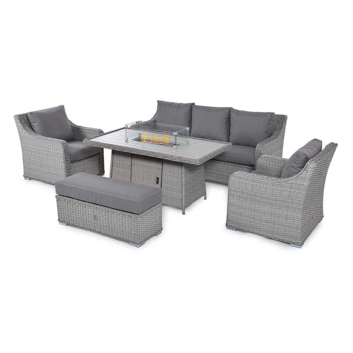 Ascot 3 Seat Sofa Dining Set with Fire Pit