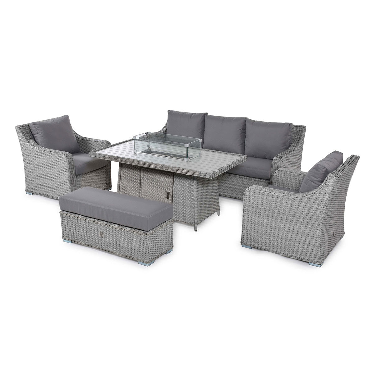 Ascot 3 Seat Sofa Dining Set with Fire Pit