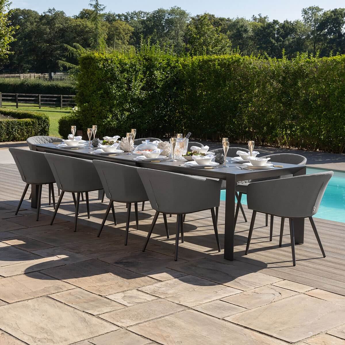 Ambition 6-10 Seat Universal Extending Dining Table with 10 Chairs