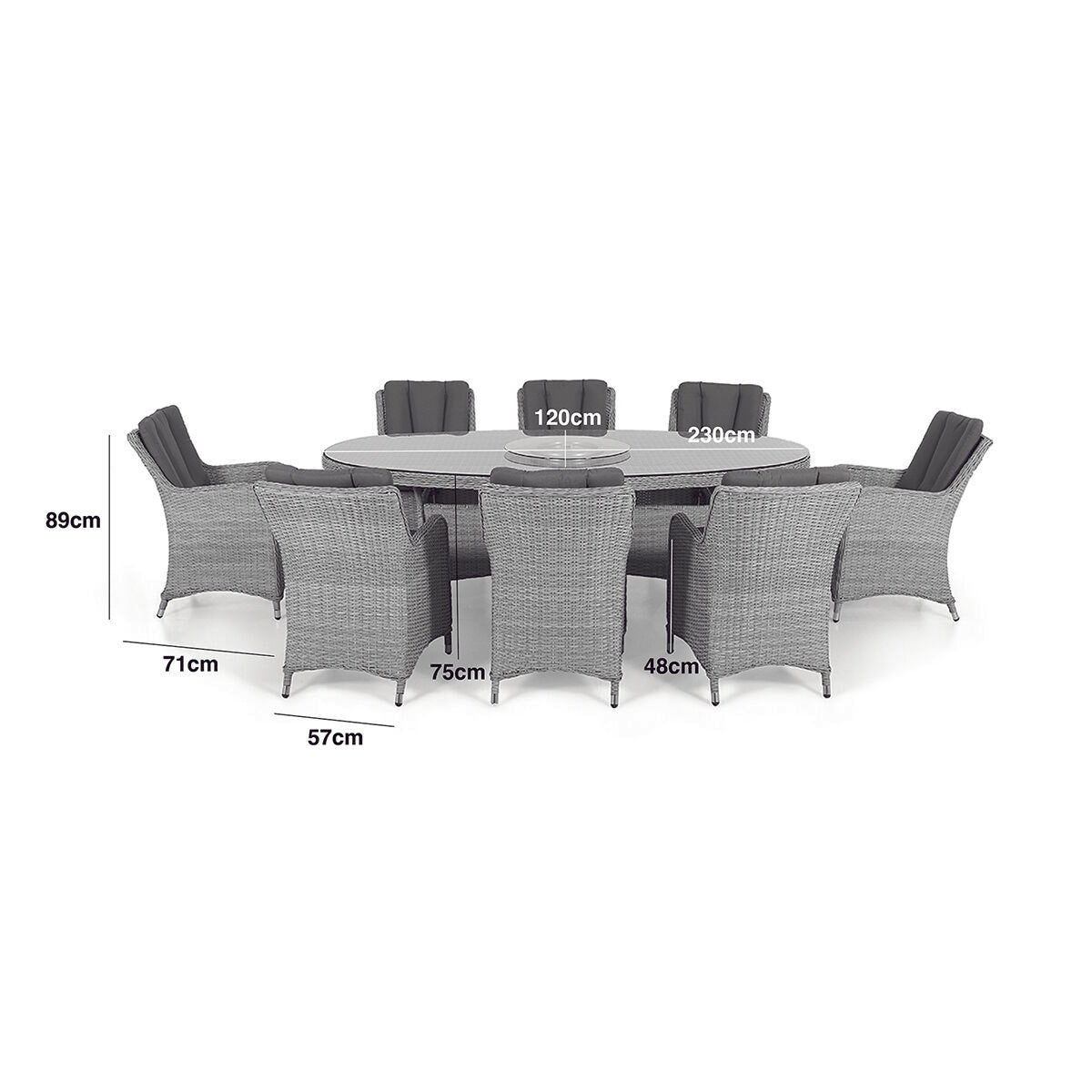 Ascot 8 Seat Oval Dining Set