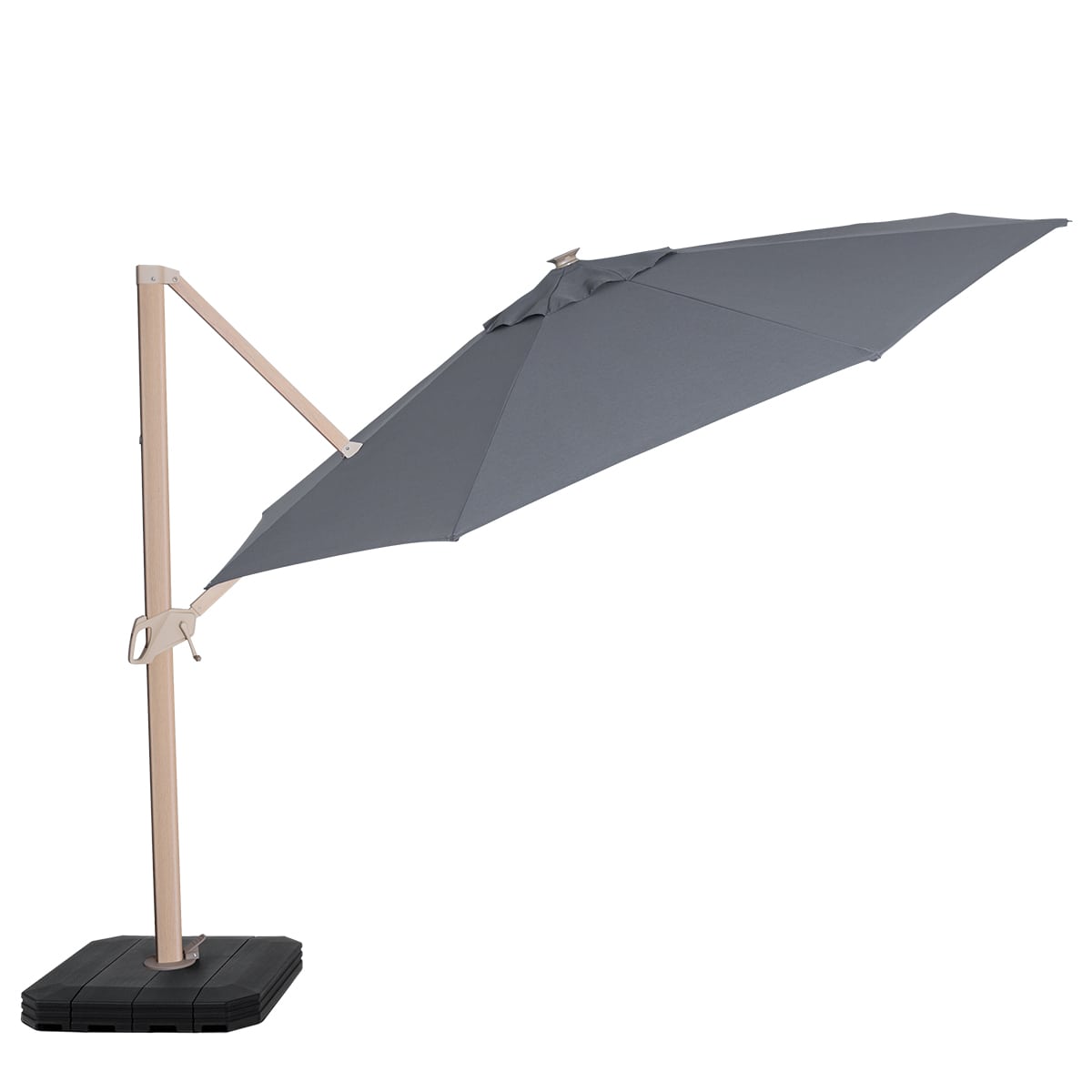 Zeus LED 3.5M Round Wood Effect Cantilever Parasol