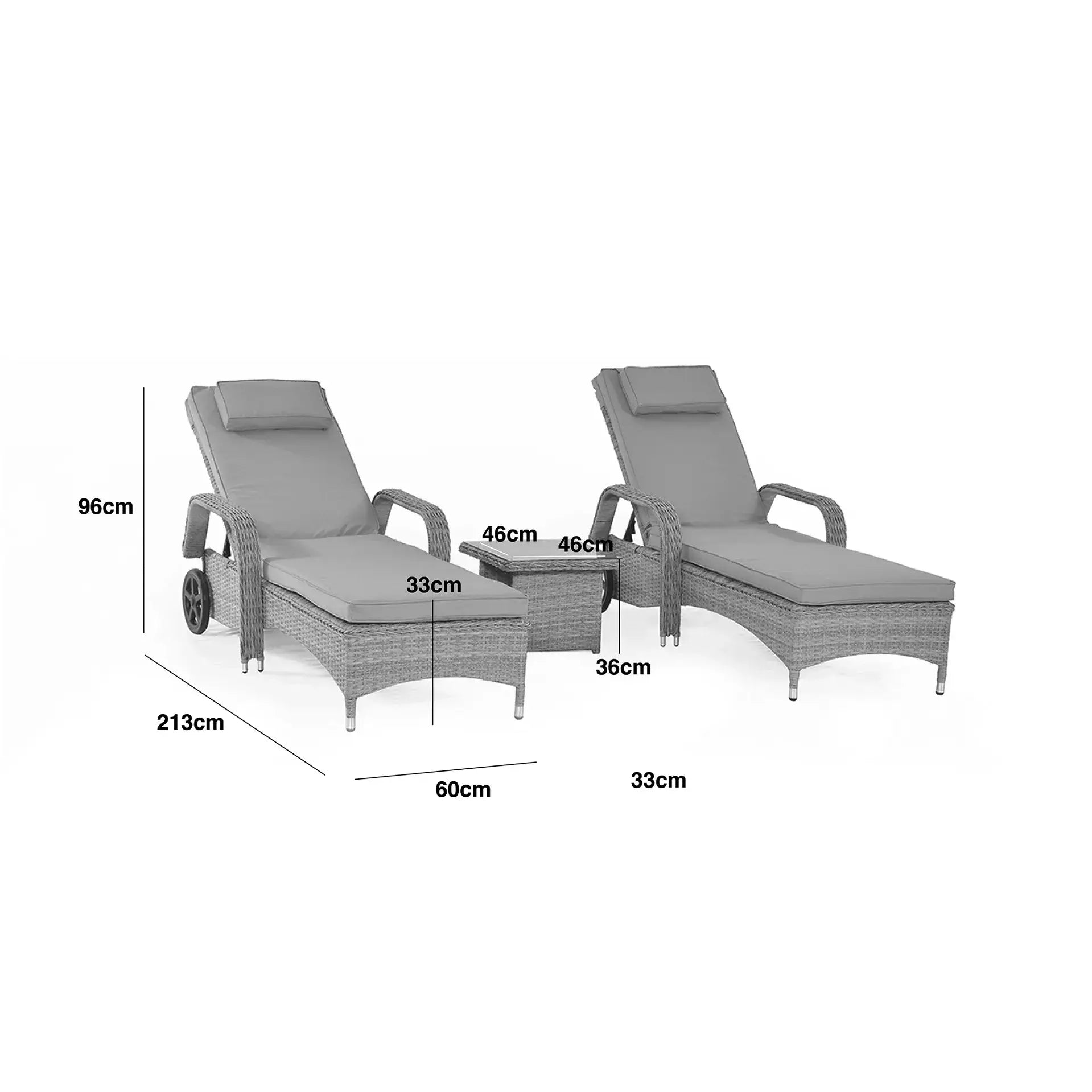 Cotswold Sunlounger Set With Side Table