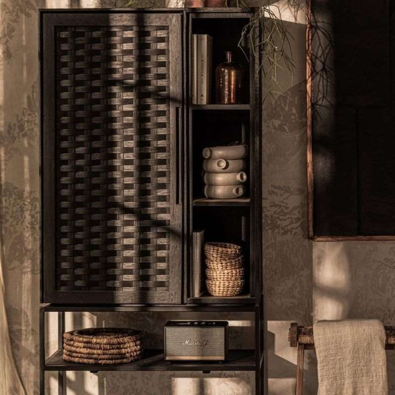 dBodhi Karma Cabinet - Charcoal, 1 Door & Open Rack, Reclaimed Wood