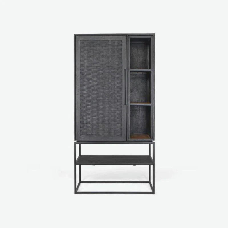 dBodhi Karma Cabinet - Charcoal, 1 Door & Open Rack, Reclaimed Wood