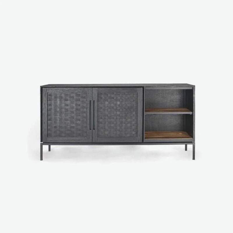 dBodhi Karma Low Dresser Sideboard - Charcoal, 2 Doors & 2 Shelves, Reclaimed Wood