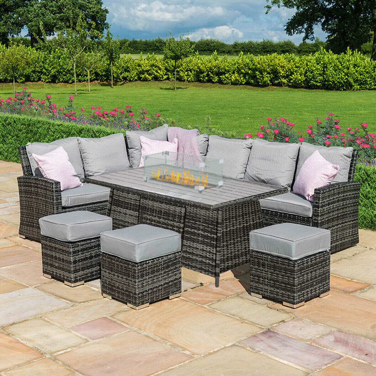 Kingston Corner Dining Set with Fire Pit