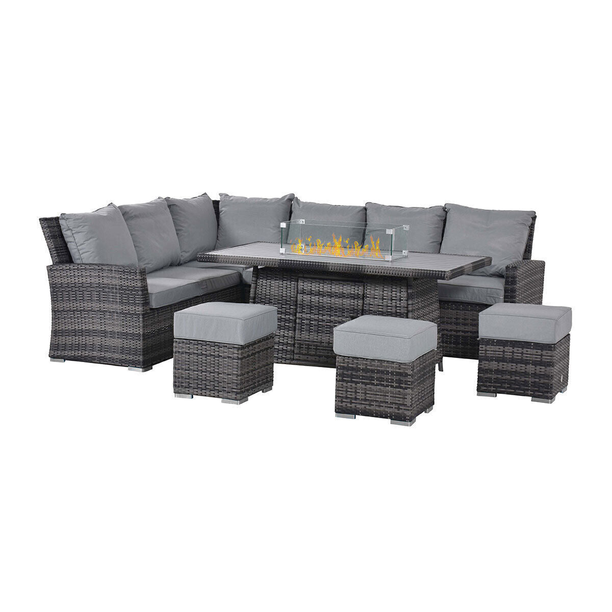 Kingston Corner Dining Set with Fire Pit