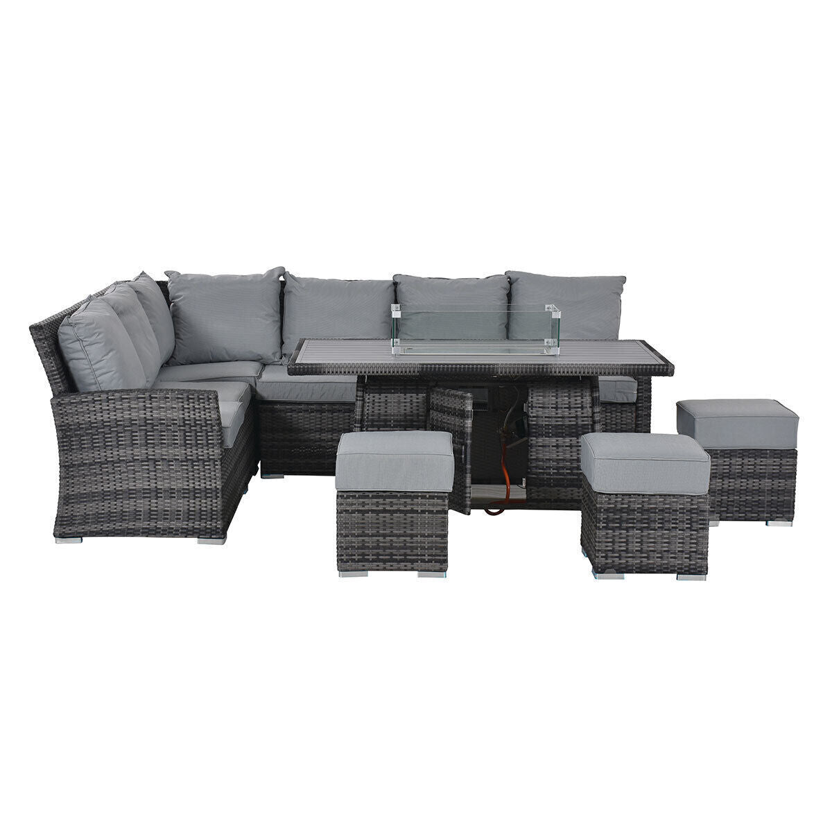 Kingston Corner Dining Set with Fire Pit
