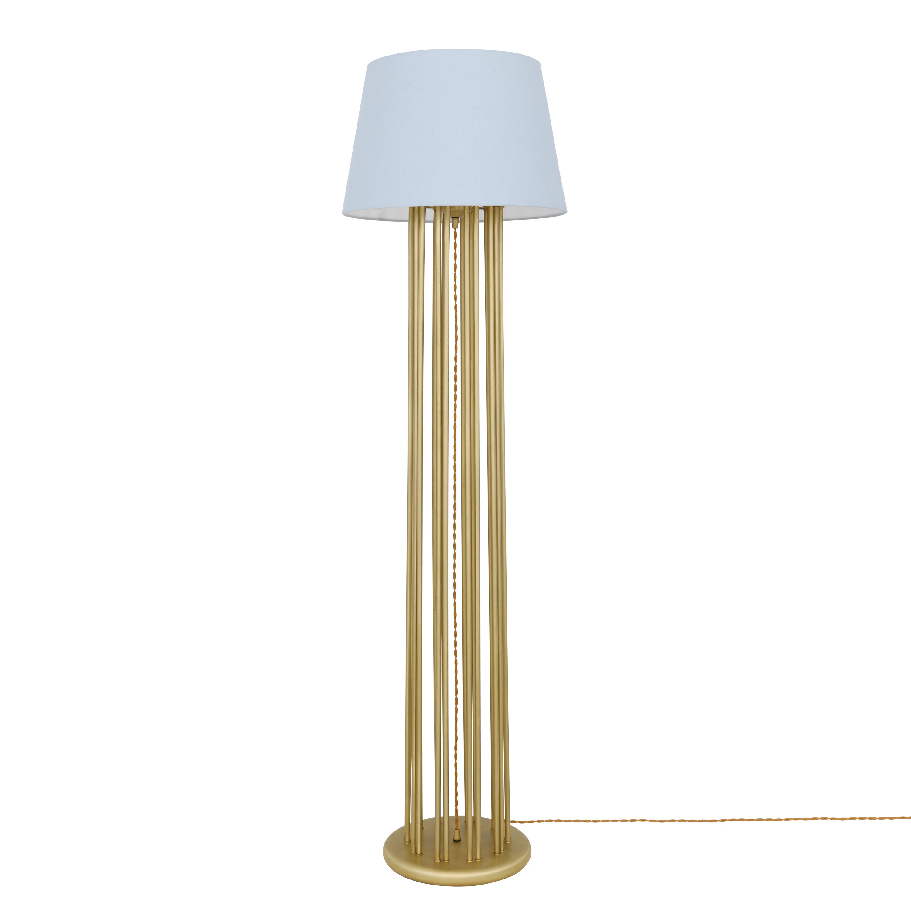 Banjul Contemporary Brass Floor Lamp with Fabric Shade