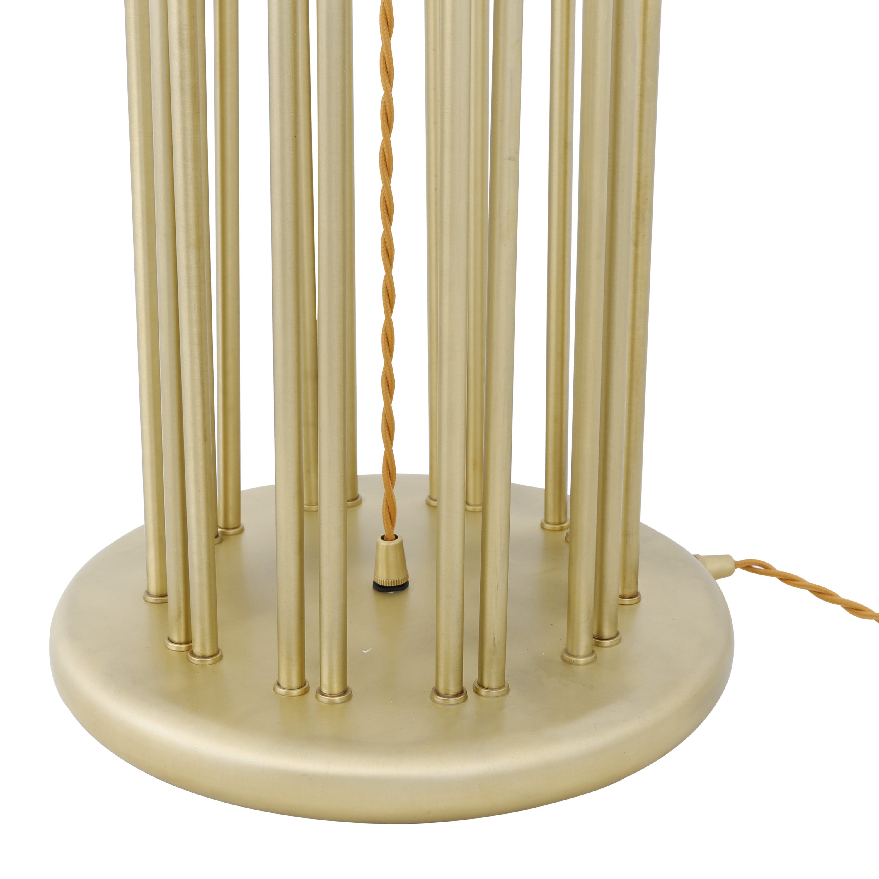 Banjul Contemporary Brass Floor Lamp with Fabric Shade