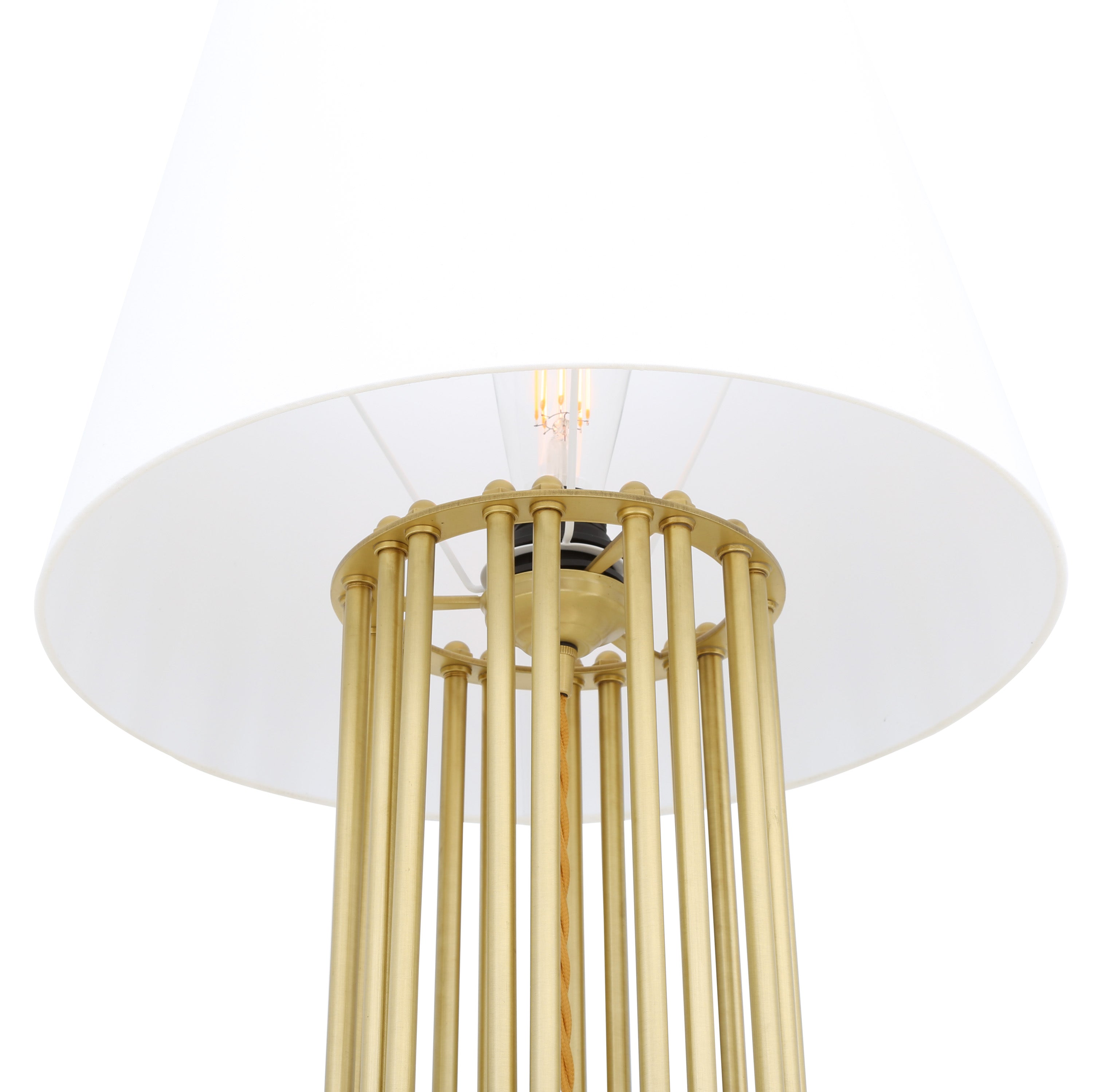 Banjul Contemporary Brass Floor Lamp with Fabric Shade