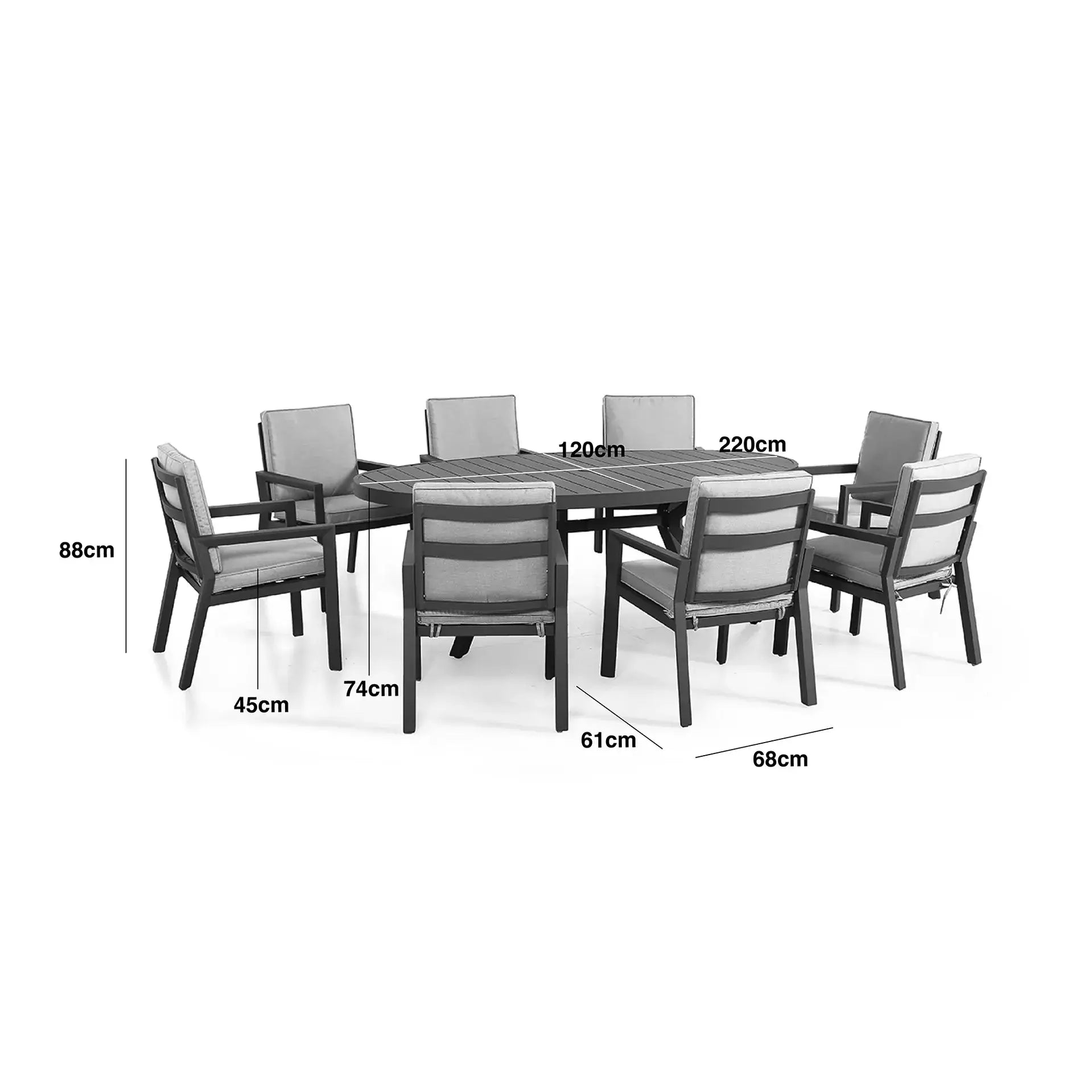 New York 8 Seat Oval Dining Set