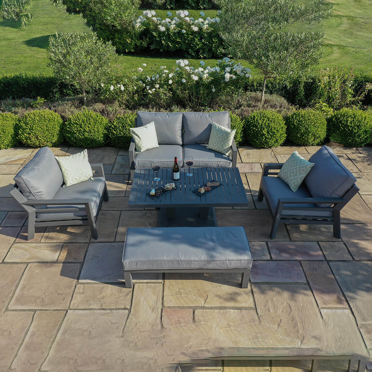 New York 2 Seat Sofa Set with Rising Table