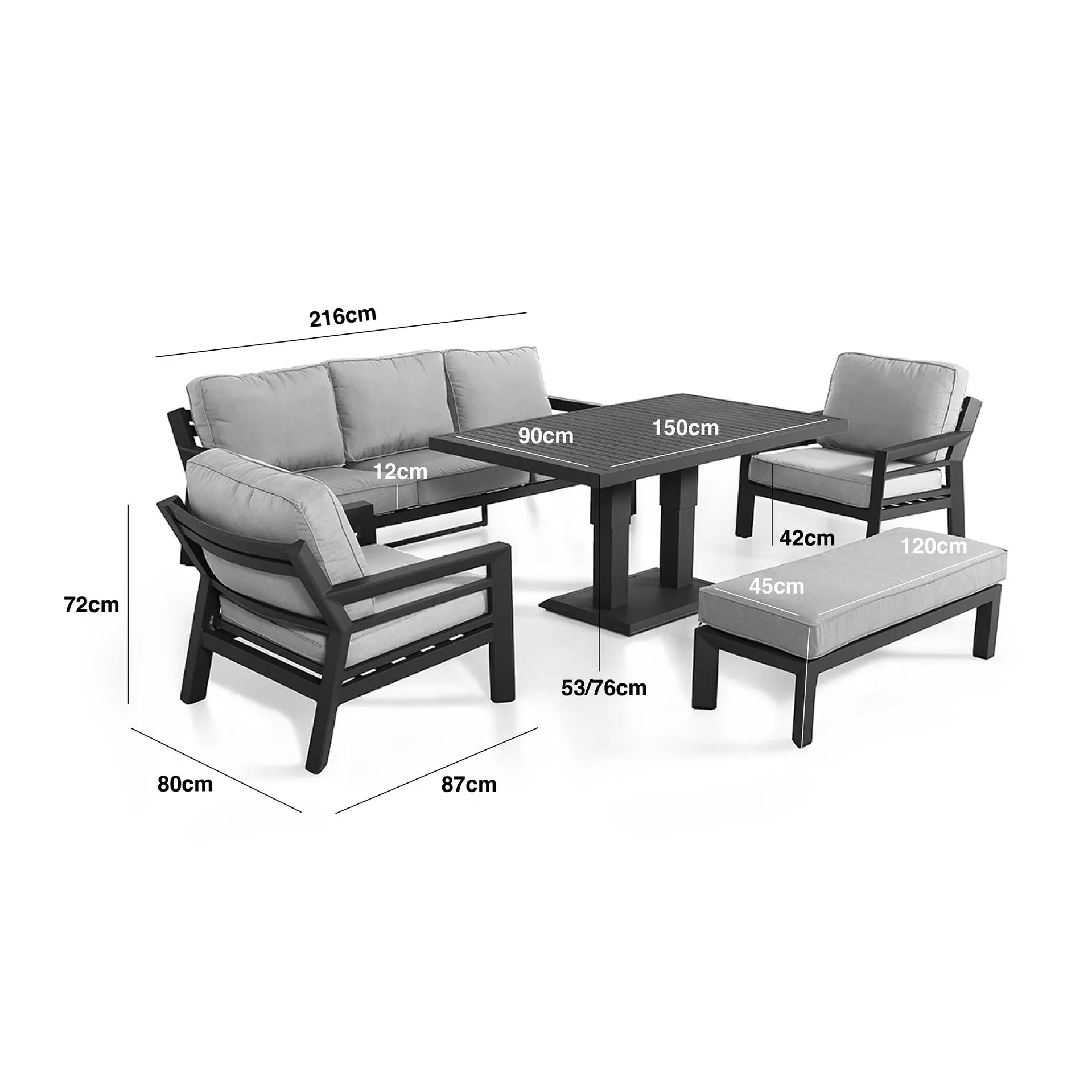 New York 3 Seat Sofa Set with Rising Table