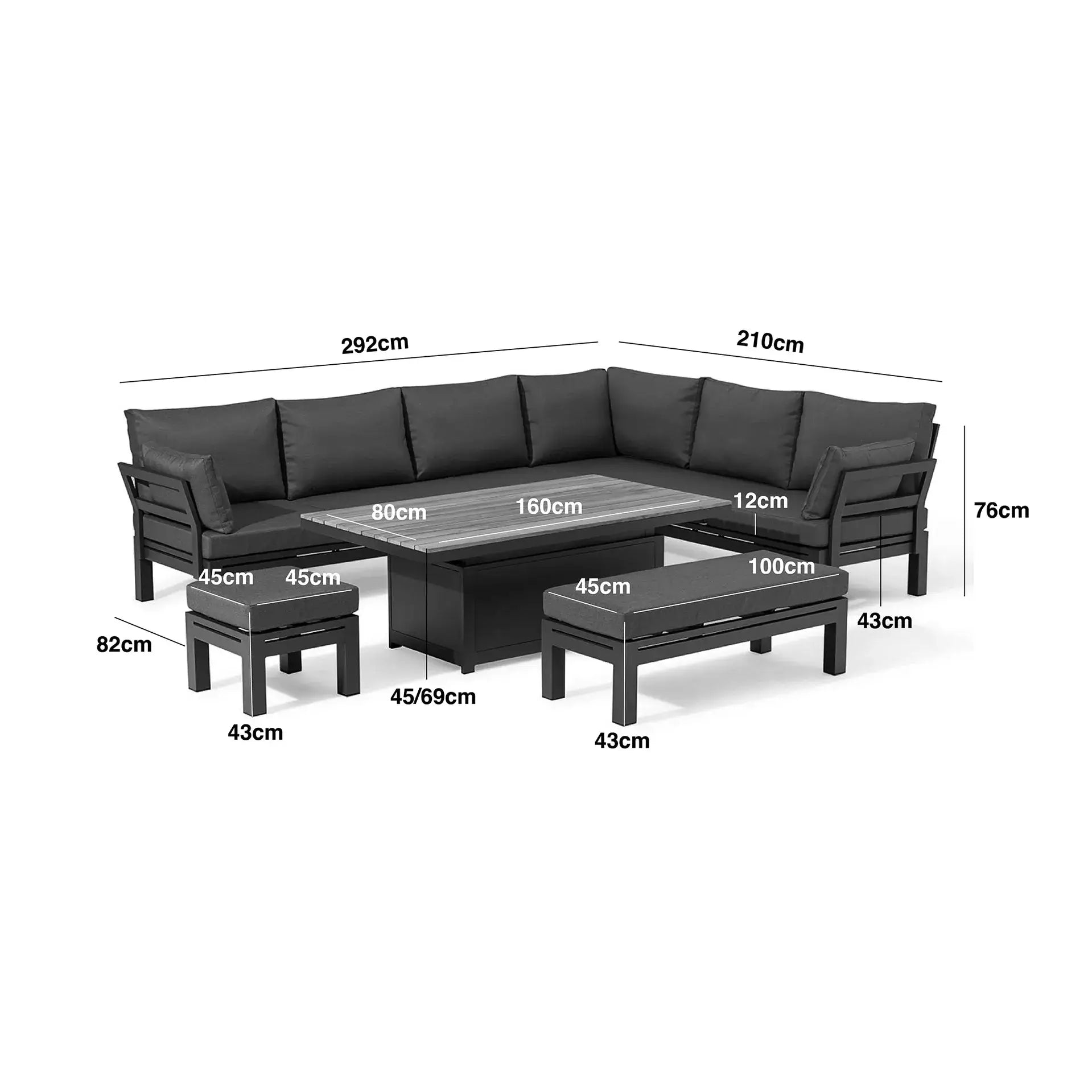 Oslo Corner Group with Teak Rising Table