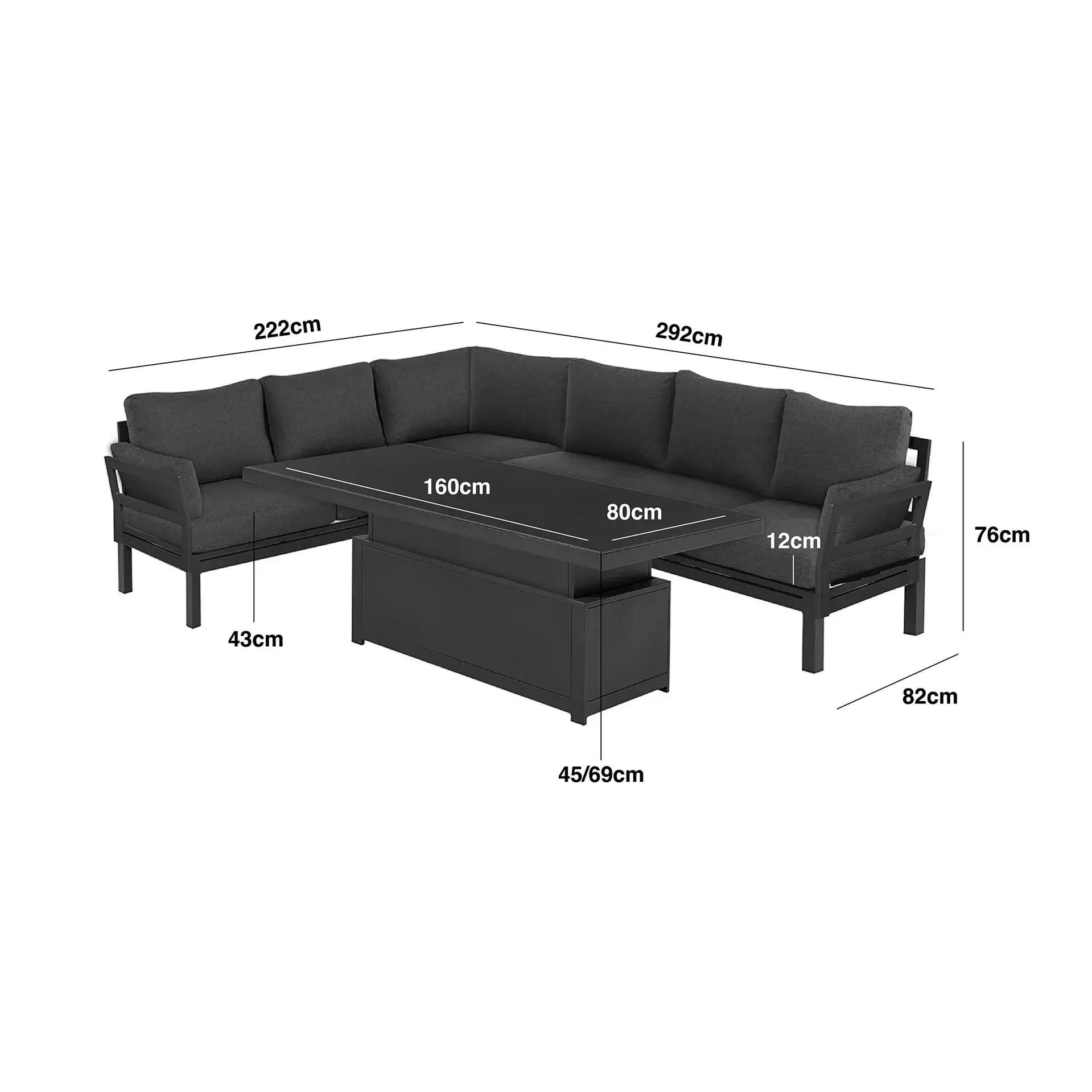 Oslo Corner Sofa Group with Rising Table