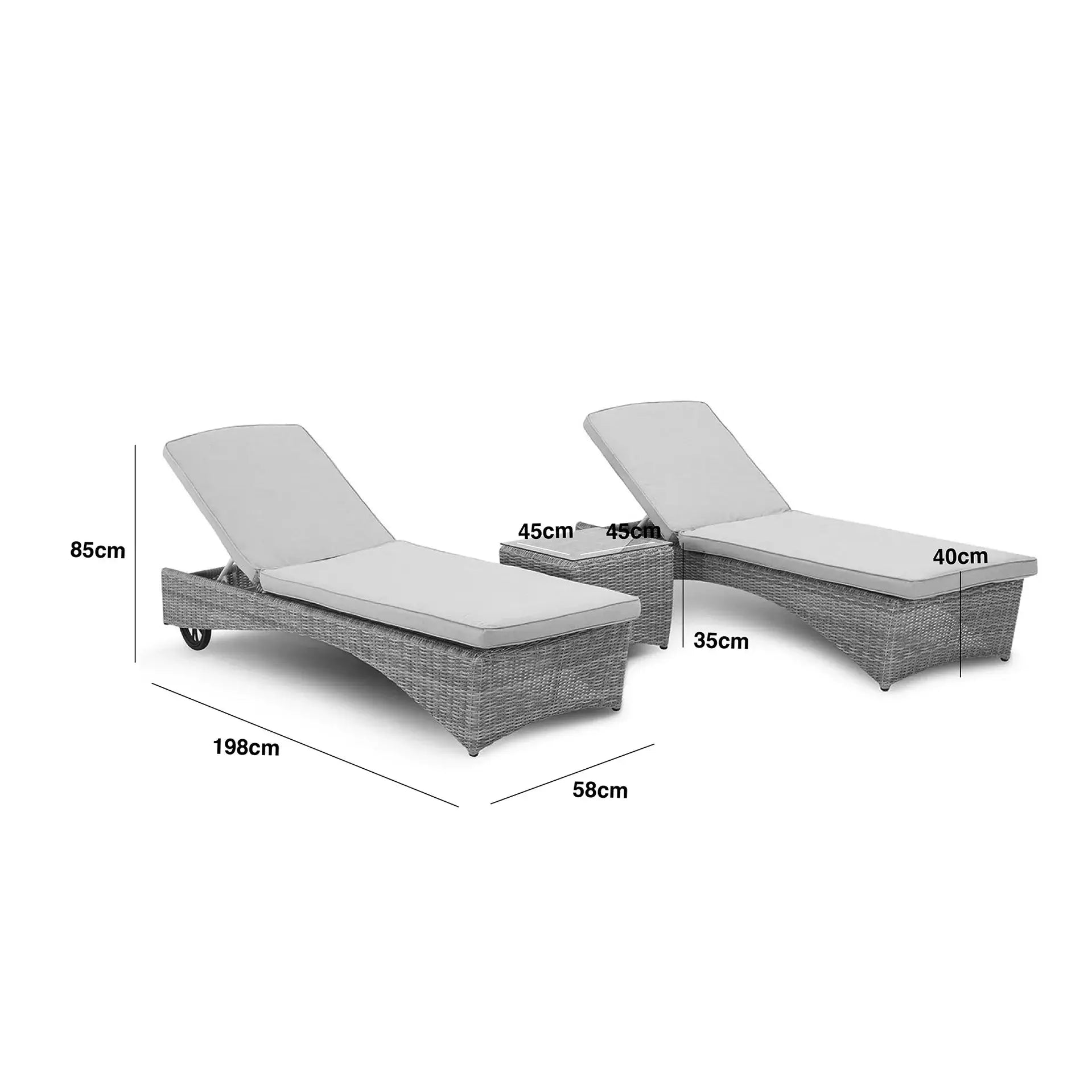 Oxford 3pc Sunlounger Set