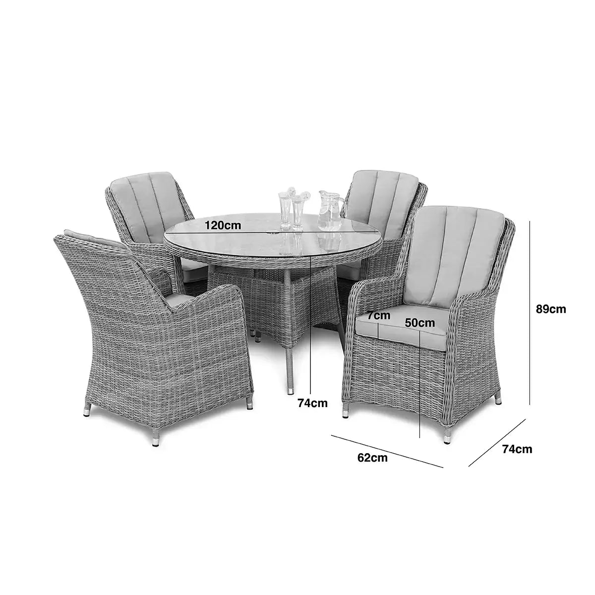 Oxford 4 Seat Round Dining Set with Venice Chairs