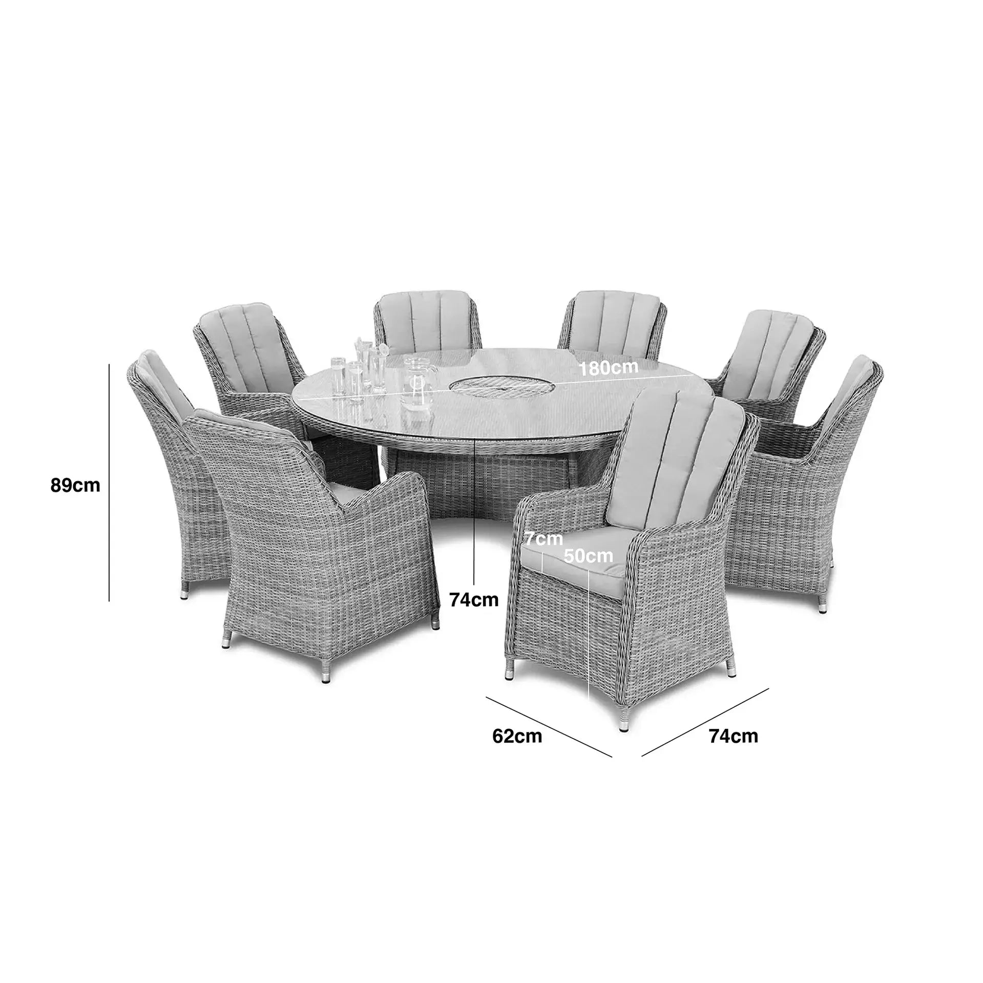 Oxford 8 Seat Round Ice Bucket Dining Set with Venice Chairs and Lazy Susan