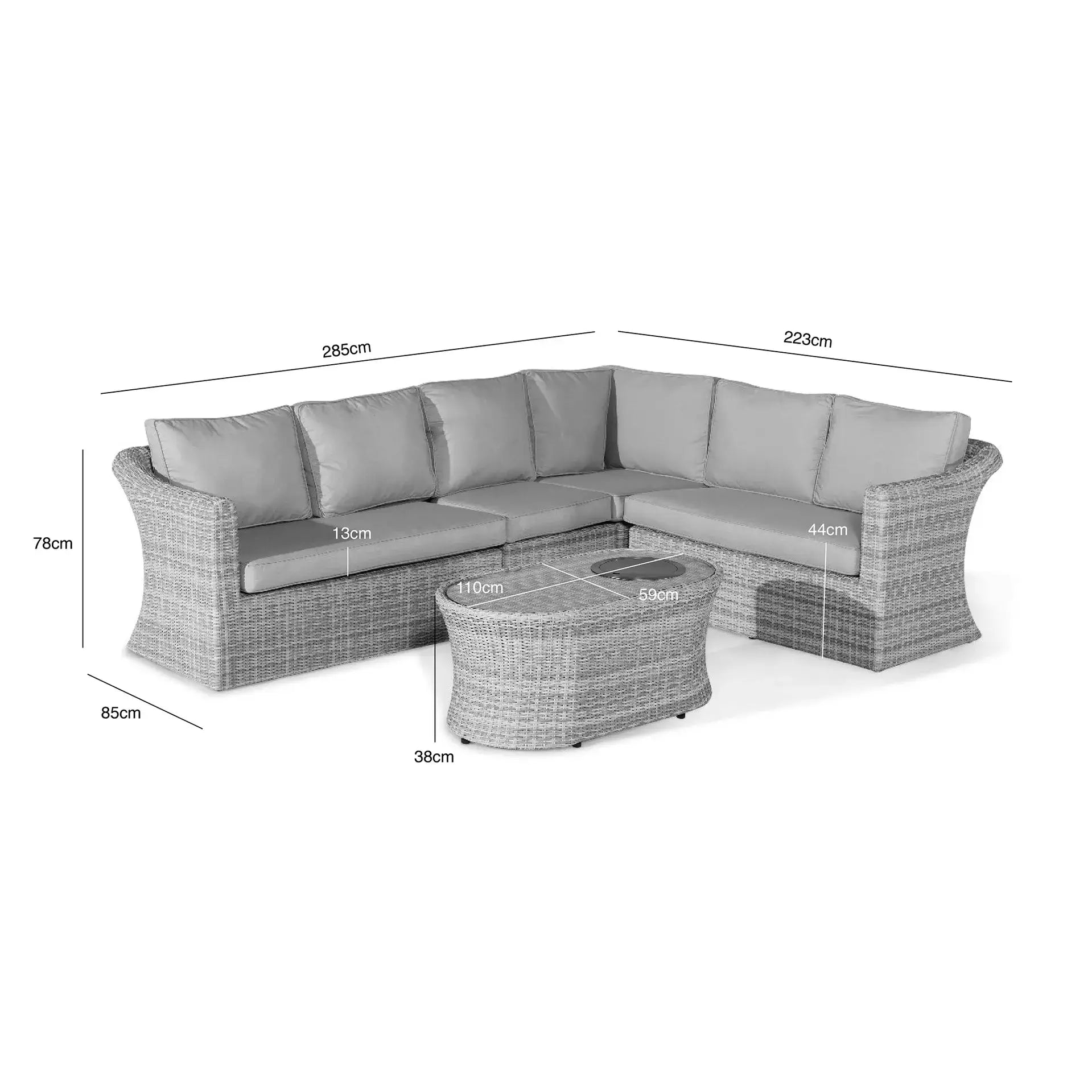 Oxford Large Corner Sofa Set with Fire Pit