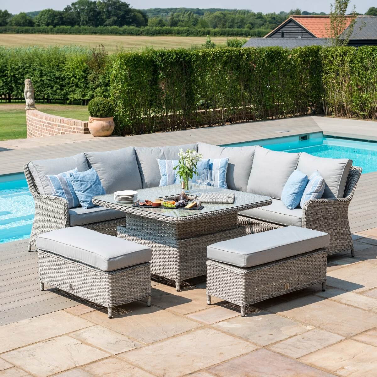 Oxford Royal Corner Dining Set with Ice Bucket & Rising Table